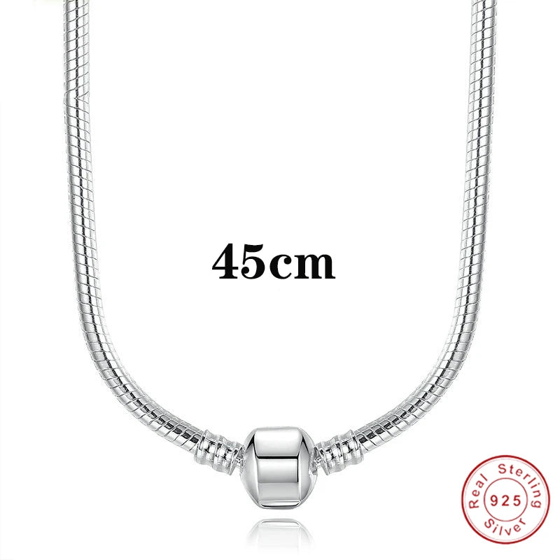 New 925 Silver Necklace Simple Snake Necklace Fit Original Bone Charm Bead Pendant For Women Pandor DIY Jewelry Accessories