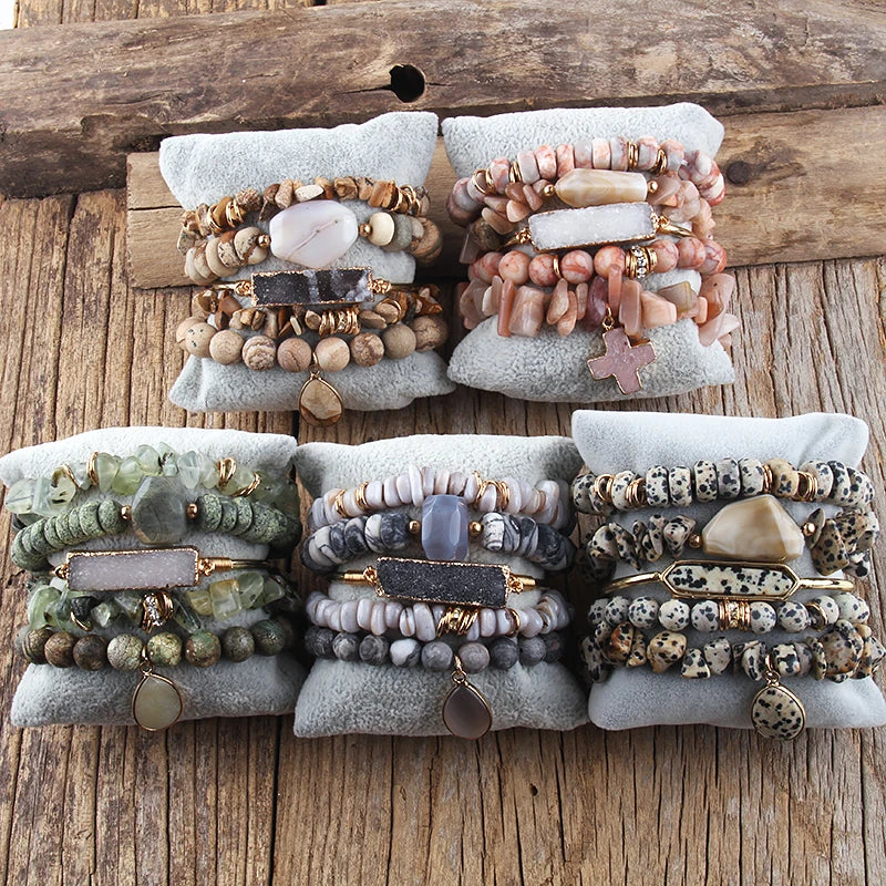 Celebrate your friend's birthday in style with this exquisite set of 5 beaded bracelets. Designed by a talented fashion new designer, these stack bracelets feature chip stones that add a touch of elegance to any outfit. Perfect as a gift for your fashionable friends, these bangle bracelets are a must-have in every woman's jewelry collection.