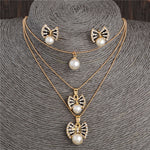 Gold Color Simulated Pearl Jewelry Set