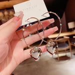 New Fashion White Square Rhinestone Zircon Double Pendant Gold Color Earrings for Women Unique Design Girls Trend Jewelry Gift