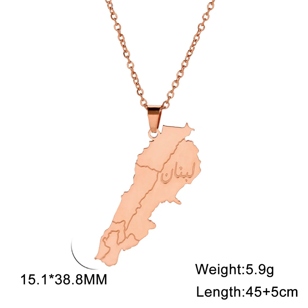 Arabic Islamic Necklace For Women Stainless Steel Lebanon Map Pendant Necklace Jewelry Wholesale 2025 New