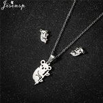 Cartoon Bowknot Mouse Stainless Steel Jewelry Set for Women Fashion Anime Animal Necklace Earrings Party Accessories