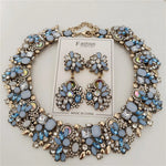 2025 New Fashion Crystal Rhinestones Large Collar Choker Necklace Earrings Women Jewelry Sets Indian Statement Wedding Necklace