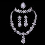 Luxury 4pcs Bridal Zirconia Jewelry Sets For Women Party , Dubai Nigeria  Crystal Wedding Jewelry Sets 2022