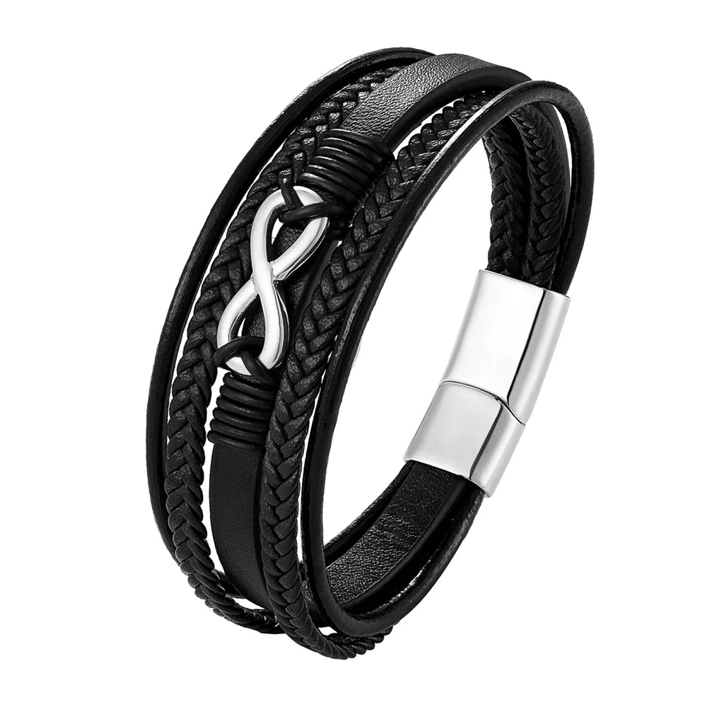 A range of exquisite luxury accessories with this high-quality men's fashion gift. Crafted from genuine black leather, these bracelets offer a unique combination of style and versatility. Perfect for those who appreciate a touch of wild handsomeness, these DIY bracelets make for a truly remarkable gift.