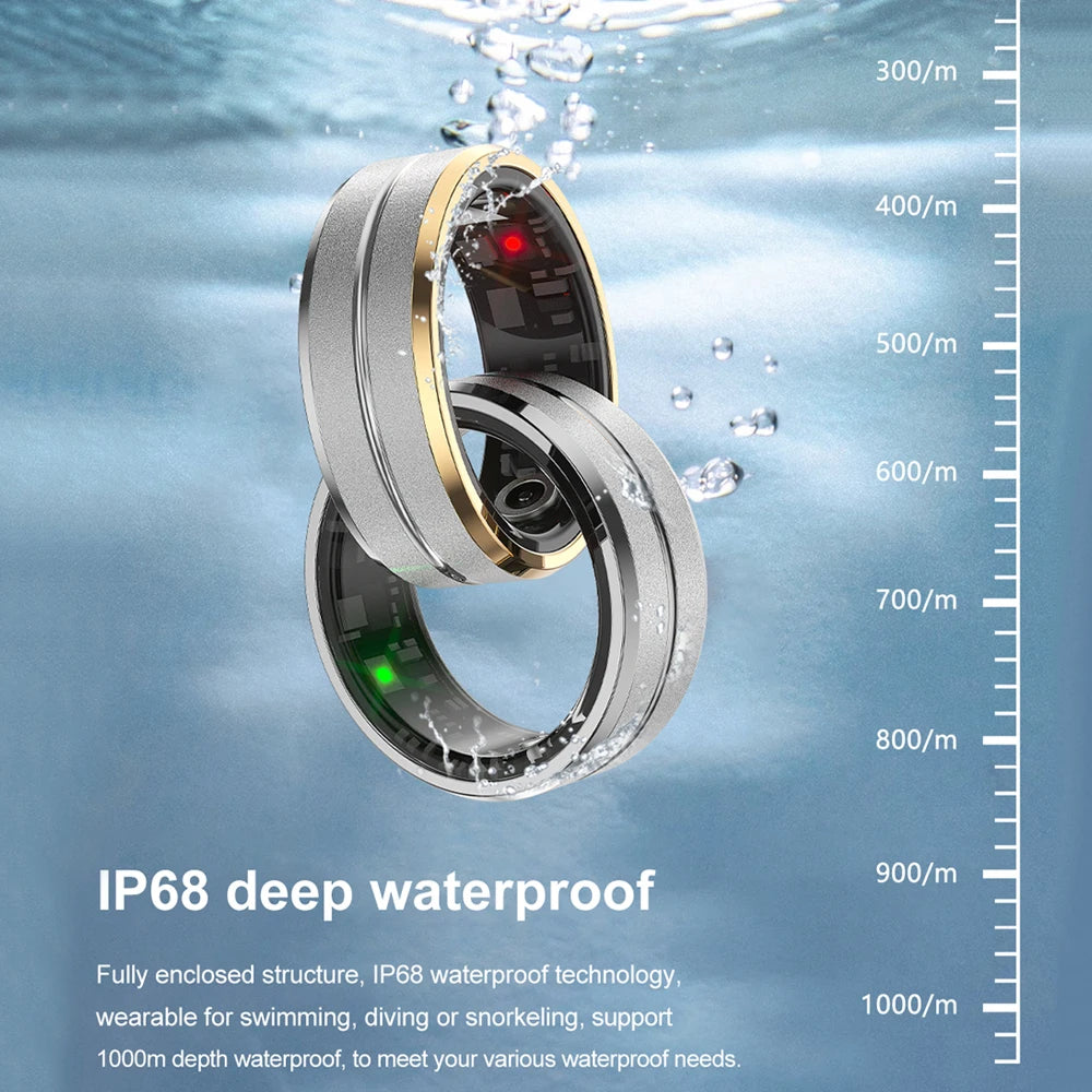 2024 Smart Ring Military Grade Titanium Steel Shell Health Monitoring IP68 & 3ATM Waterproof Multi-sport Modes For Android IOS
