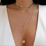 Bohemia Multilayer Moon Gold Color Pendant Necklace