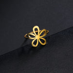 Flower Ring Stainless Steel Gold Color Finger Rings Women Girls Aesthetic Bohemian Jewelry Birthday Gift Wholesale