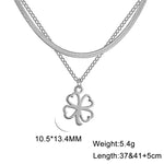 2025 Lucky Clover Pendant Necklace Stainless Steel Gold Color Double Layer Chain Necklaces for Women Girls Jewelry Gift