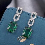 Shiny Green Rhinestone Pendant Earrings