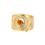 Chunky Wide Zircon Initial Letter Rings For Women Stainless Steel Opening Finger Ring Hip Hop Minimalist Jewelry Gift Femme