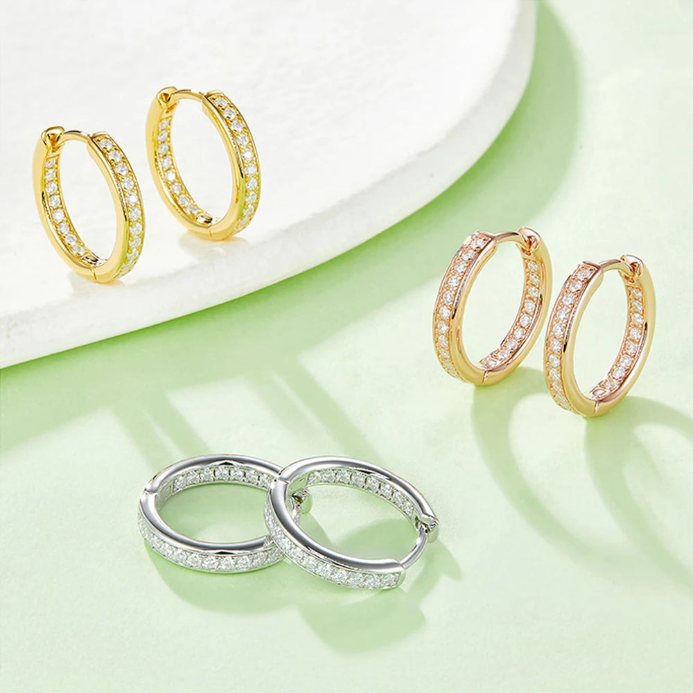925 Sterling Silver Hoop Earrings Tiny Cartilage Earring Moissanite Cuff Huggie Earrings Mini Hoops Earrings