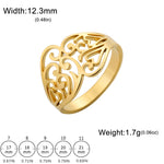 Filigree Ring Stainless Steel Gold Color Elegant Finger Rings Women Bohemian Jewelry Wedding Band Gift Wholesale