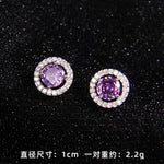 High Grade Round Zircon Jewelry Set Trendy Popular Stainless Steel Pendant Necklace Stud Earrings Party Gifts For Women Girls