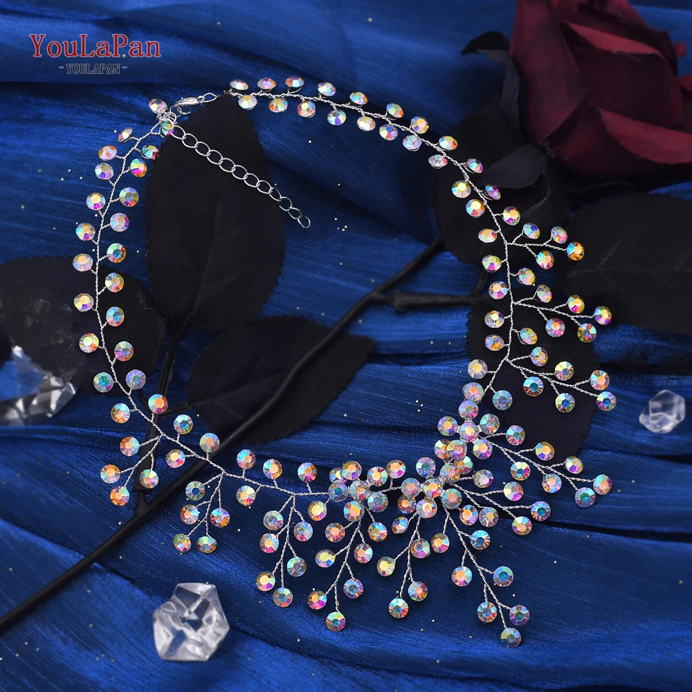 Elegant Crystal Woman Necklace Bridal Clavicle Chain Choker Wedding Party Diamante Brides Jewelry Anniversary Gift HN01