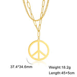 Cazador Stainless Steel 2025 Peace Sign Pendant Necklace for Men Gold Color Double Chain Necklace Jewelry Lover Gift Wholesale