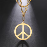 Cazador Stainless Steel 2025 Peace Sign Pendant Necklace for Men Gold Color Double Chain Necklace Jewelry Lover Gift Wholesale