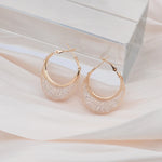 Minimalist Wire Mesh Zircon Round Hoop Earring for Women Unique Gold Color Loop Statement Party Jewelry LOVE Christmas Gift