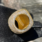 Bubble Letter Iced Out Ring for Men Real Gold Plated Prong Setting Copper CZ Stones Hip Hop Fashion Jewelry  2022 Trend