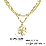 2025 Lucky Clover Pendant Necklace Stainless Steel Gold Color Double Layer Chain Necklaces for Women Girls Jewelry Gift