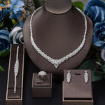 4 pieces of bride zirconia full set of women's party jewelry, luxury Dubai Nigeria CZ luxury crystal wedding necklace set