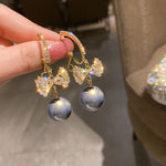 2025 New Inlaid Rhinestone Pearl Stud Earrings Women Personality Fashion Unique Design Earrings Wedding Jewelry Birthday Gift