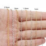 5 meters Stainless Steel Link Chains Bulk Lot 1 1.5 2 2.5mm Gold Color Necklace Chains for Diy Bracelet Supplies Jewelry Making