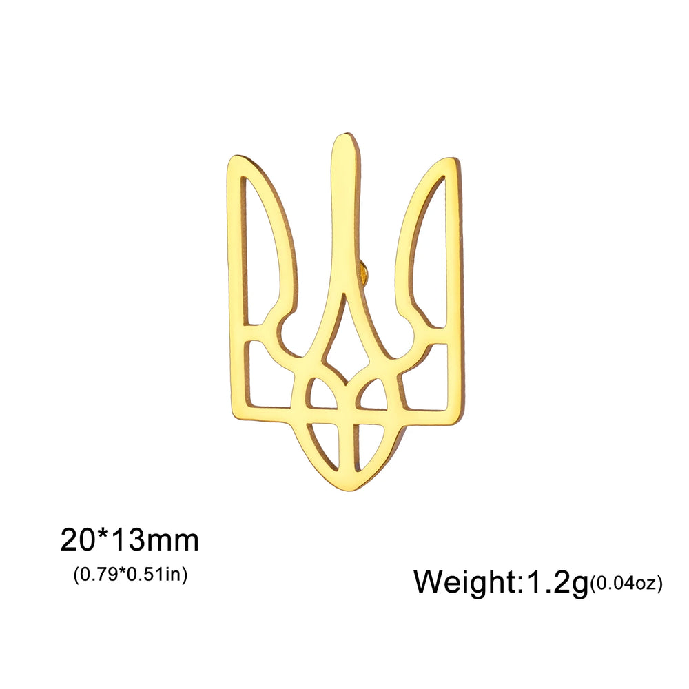 Lemegeton Ukraine National Emblem Brooch Stainless Steel Pin Falcon Badge Trident Suit Collar Pins New Year Valentine's Day Gift