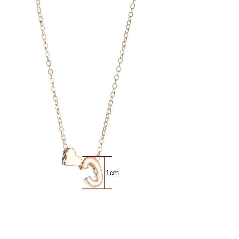 Fashion Tiny Heart Dainty Initial Necklace Gold Silver Color Letter Name Choker  For Women Pendant Jewelry Gift