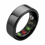 The smart ring is a Bluetooth-enabled fitness tracker that monitors heart rate, blood oxygen levels, and sleep patterns, providing comprehensive health monitoring in a compact and convenient design.