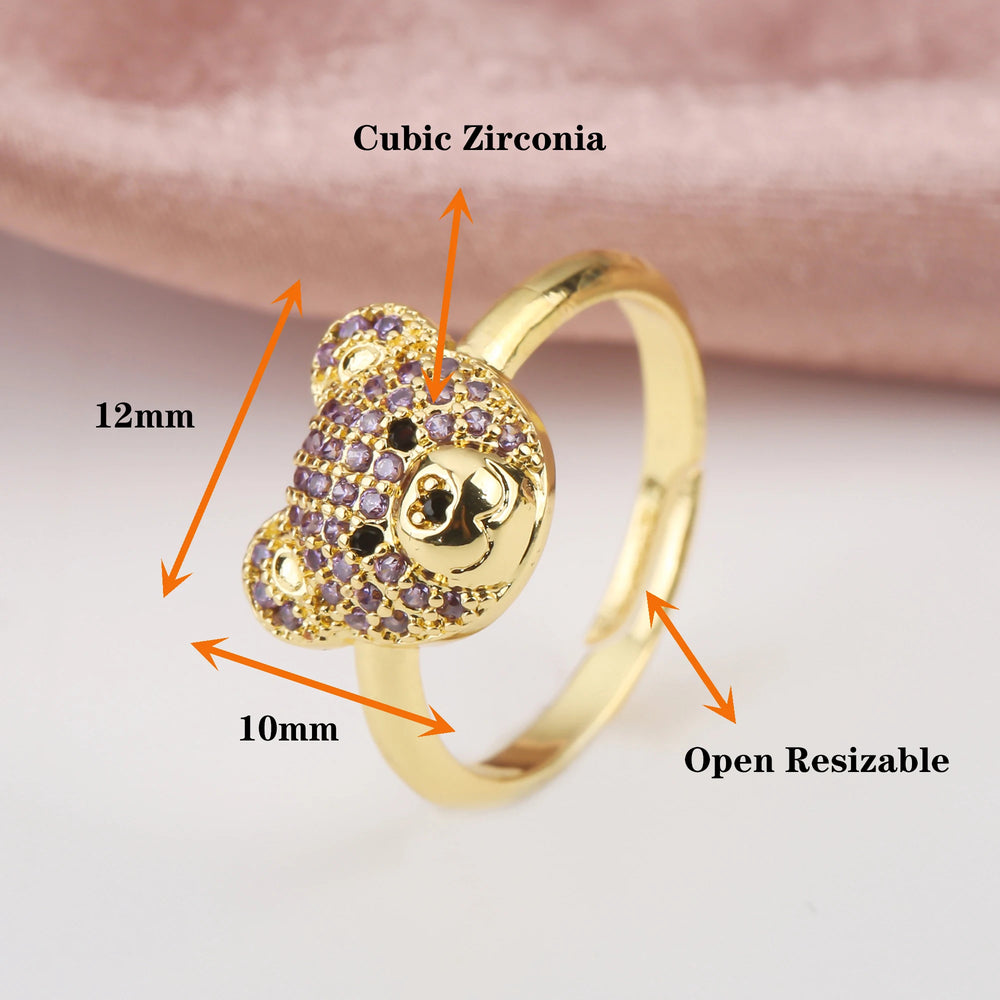 3pcs Exquisite Shiny White Red Zirconia Bear Jewelry Set Necklace Earrings Ring Cute Animal Jewelry Accessories For Women Girls