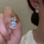 2025 New Inlaid Rhinestone Pearl Stud Earrings Women Personality Fashion Unique Design Earrings Wedding Jewelry Birthday Gift