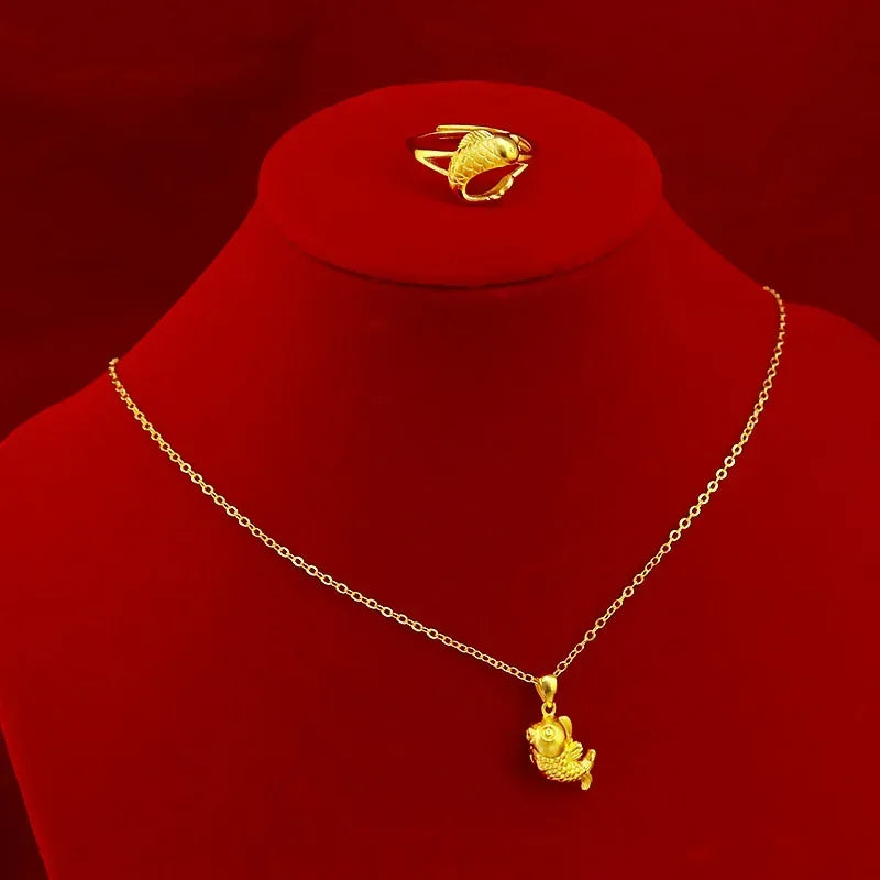 AU750 gold necklace koi 18K pendant clavicle simple temperament clavicle necklace women 45cm