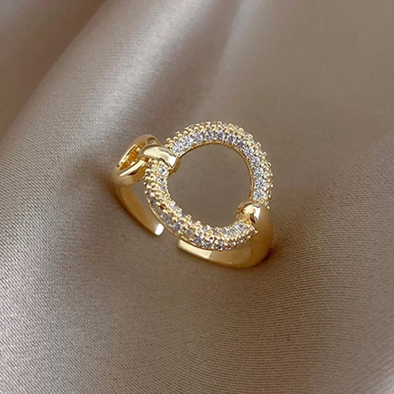 Rings For Women Irregular Hollow Opening Stainless Steel Gold Color Geometric Rings Fashion Simple Party Christmas Jewelry Gifts