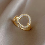 Rings For Women Irregular Hollow Opening Stainless Steel Gold Color Geometric Rings Fashion Simple Party Christmas Jewelry Gifts