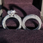 Exquisite Fashion New Design Silver Color Zircon Wedding Ring Set for Women Engagement Finger Anniversary Gift Banquet Jewelry