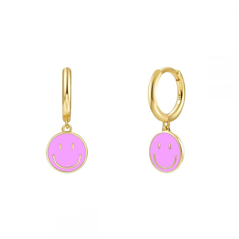  Gold Filled Hoop Drop Earrings Set for Women Ear Cuff Blue Zircon Enamel Dangle Earrings 2023 Fashion Jewelry Wholesale