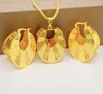 Fashion Dubai Jewelry Sets Gold Color Pendant Copper Classic Earrings Necklace For Women Daily Wear Party Anniversary Gifts