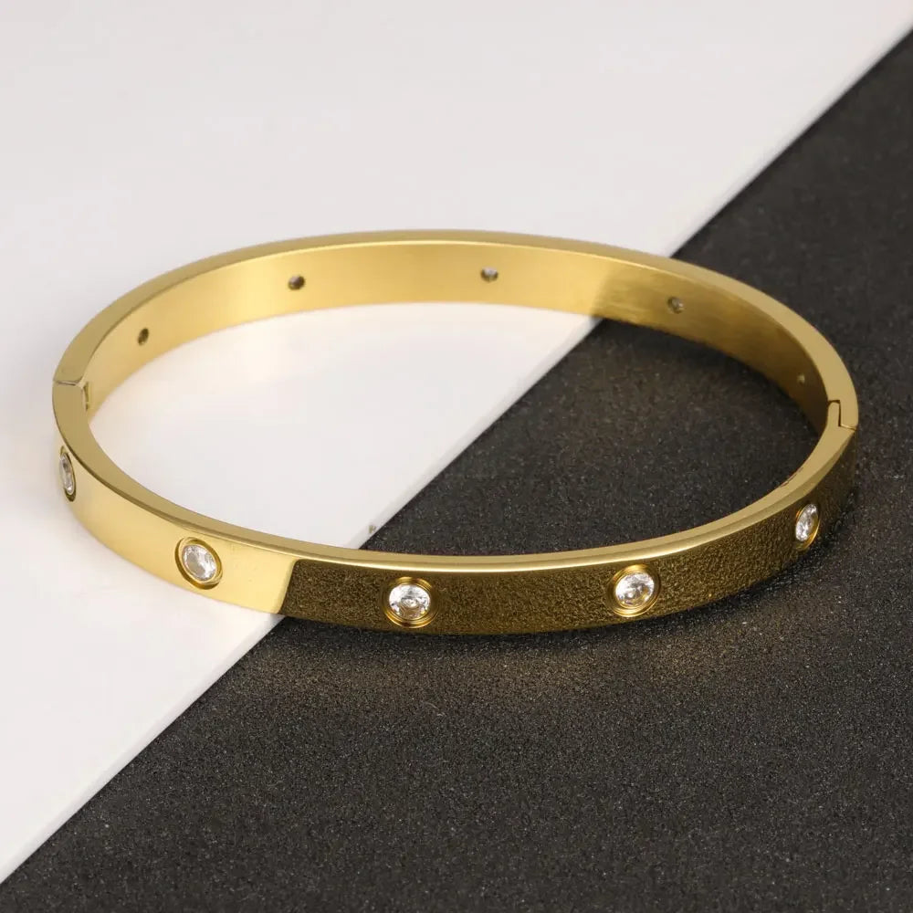 Stainless Steel Cuff Bracelets Bangles For Women Fashion Jewelry Charm Jewelry Accessories Crystal Bracelet love