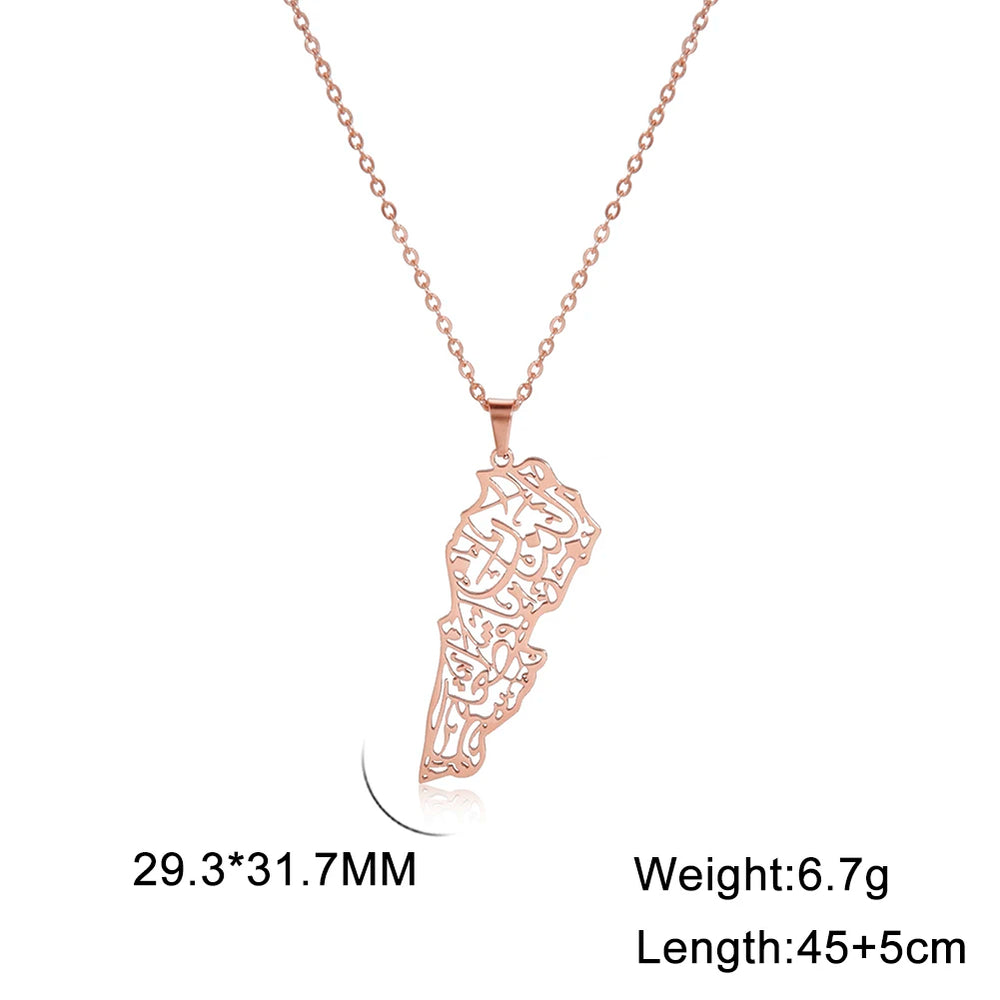 Arabic Islamic Necklace For Women Stainless Steel Lebanon Map Pendant Necklace Jewelry Wholesale 2025 New