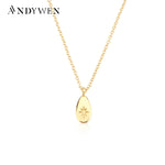 New 925 Sterling Silver Gold Ovals Star CZ Pendant Tiny Charm Long Chain Necklace 2021 Women Wedding Jewelry Gift