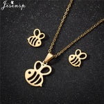 Cartoon Bowknot Mouse Stainless Steel Jewelry Set for Women Fashion Anime Animal Necklace Earrings Party Accessories