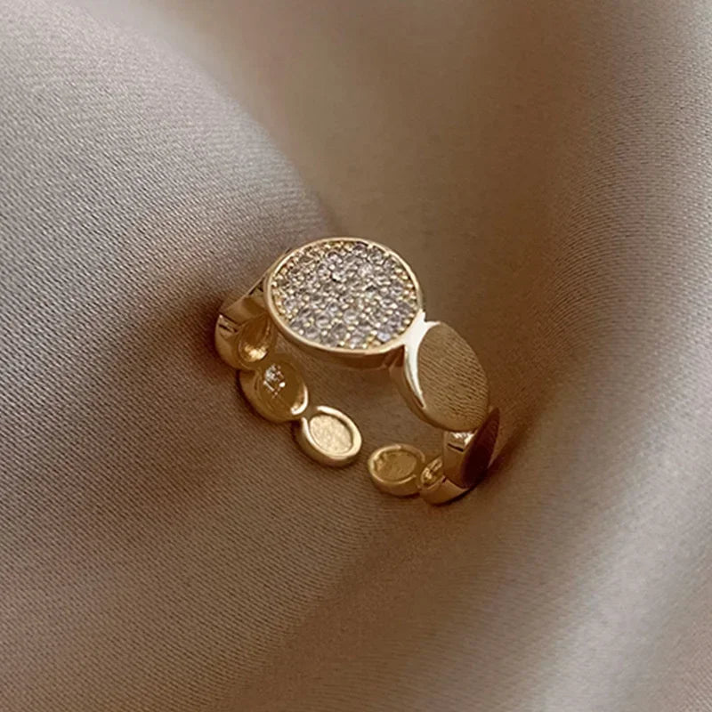 Rings For Women Irregular Hollow Opening Stainless Steel Gold Color Geometric Rings Fashion Simple Party Christmas Jewelry Gifts