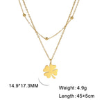 2025 Lucky Clover Pendant Necklace Stainless Steel Gold Color Double Layer Chain Necklaces for Women Girls Jewelry Gift