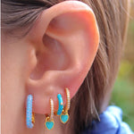  Gold Filled Hoop Drop Earrings Set for Women Ear Cuff Blue Zircon Enamel Dangle Earrings 2023 Fashion Jewelry Wholesale