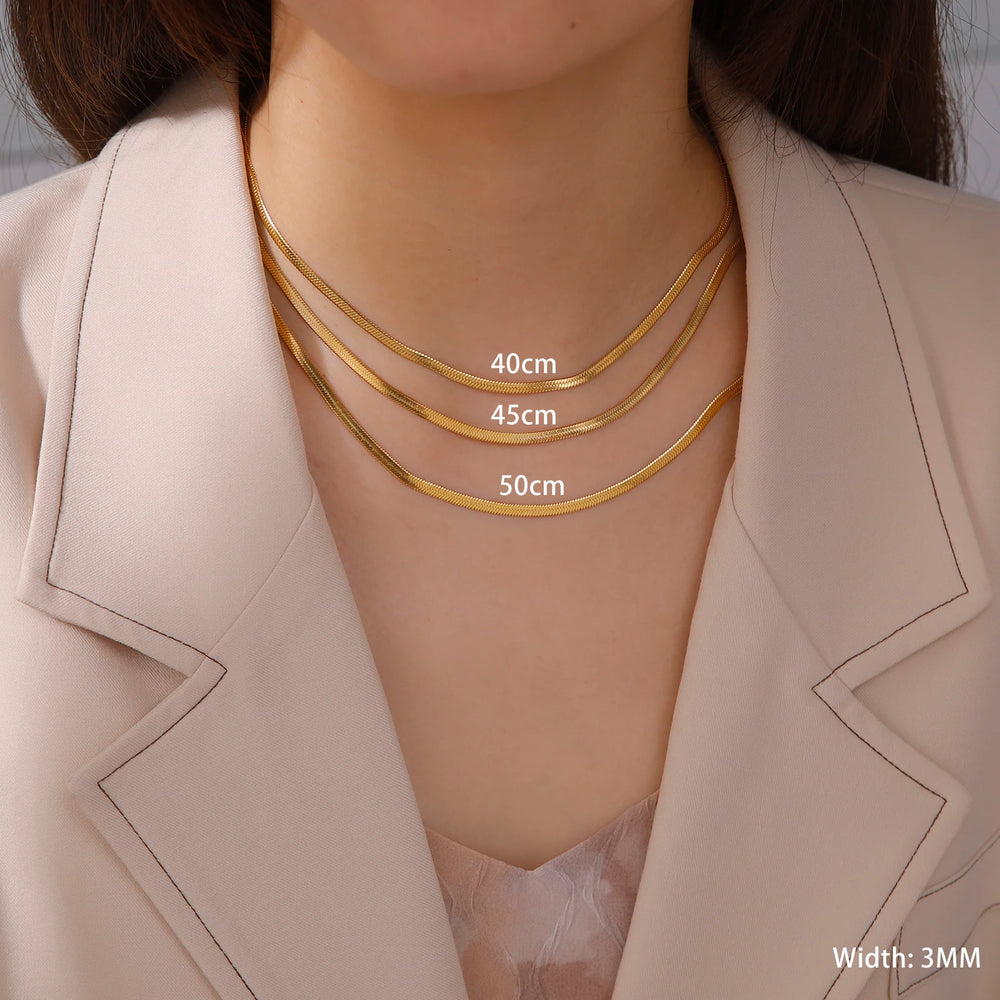 Stainless Steel Snake Chain Necklace for Women Men Minimalist Gold Color Choker Neck Chains 2025 Trend Jewelry Gift Hot