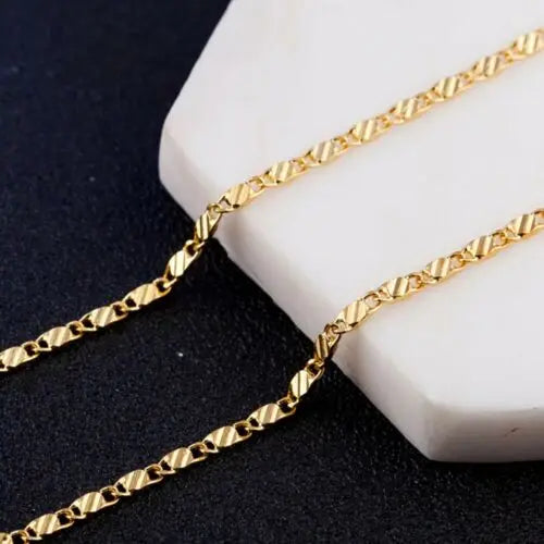 Hot sale 925 Sterling Silver 18K Gold flat Clavicle chains Necklaces for Men Women wedding Jewelry Christmas gifts 40-75cm