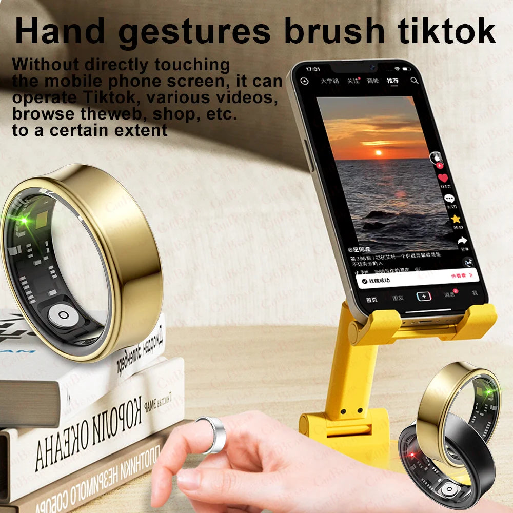 Smart Ring Video Page Turning Remote photography 5ATM Waterproof Heart Rate Monitor Sport Tracker Smartring 2024 New