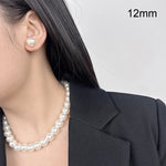 6/8/10/12mm 1 Set Of ABS Pearl Ear Clip French Pearl Necklace 42cm Clavicle Chain Jewelry Set 2023 New Earring Trend