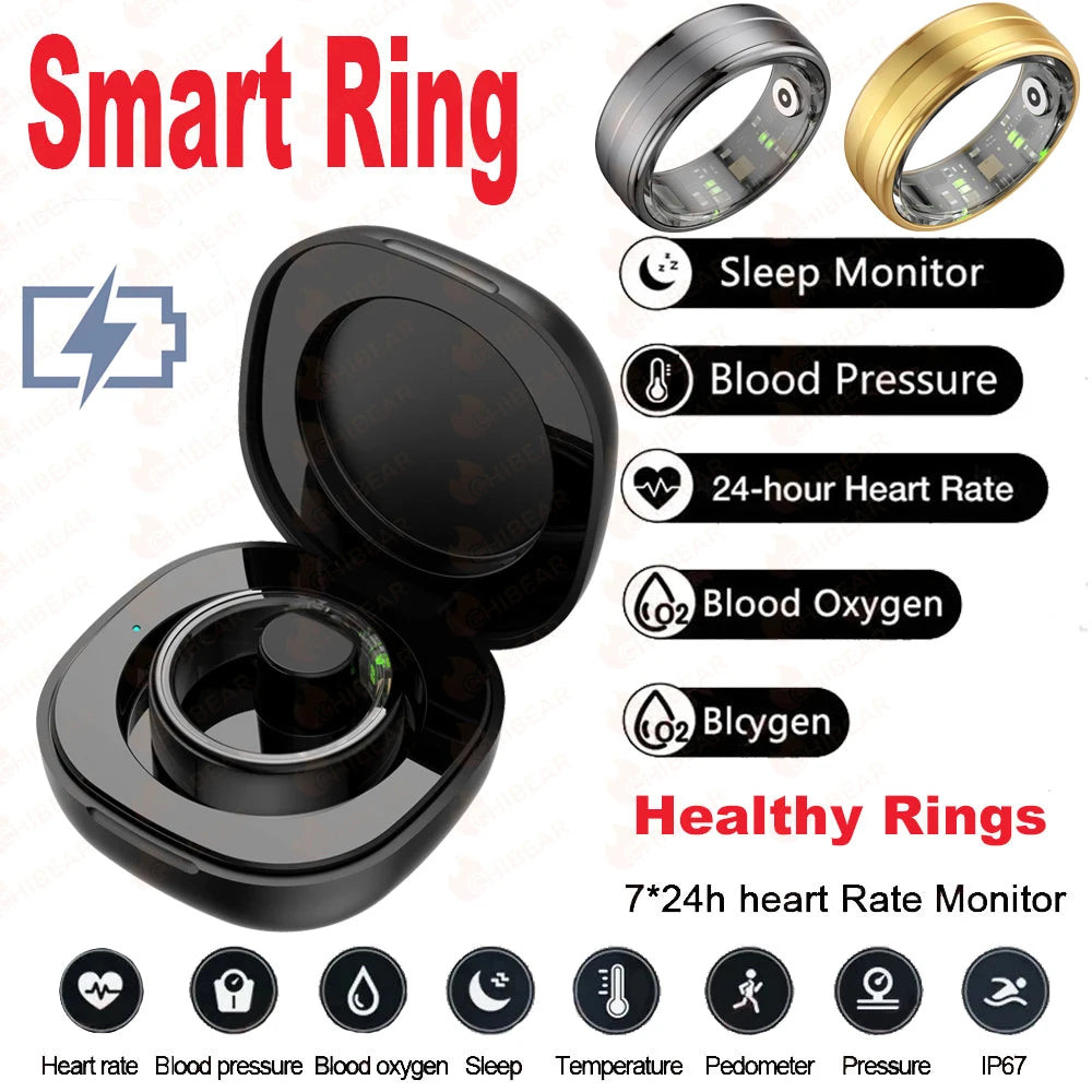 Smart Ring Men Women Heart Rate Blood Oxygen Sleep Health Monitor Sport Activity Fitness Tracker Ring R06 for Android IOS 2024